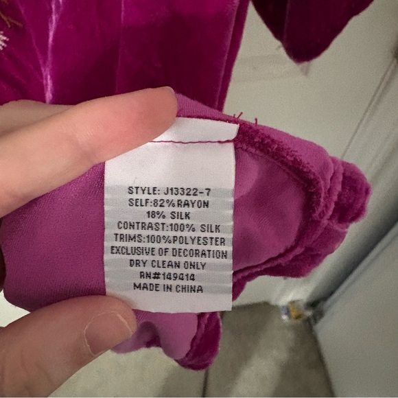 Johnny Was Ulla Boho Embroidered Velvet V-Neck Blouse, Raspberry XL - Picture 3 of 4